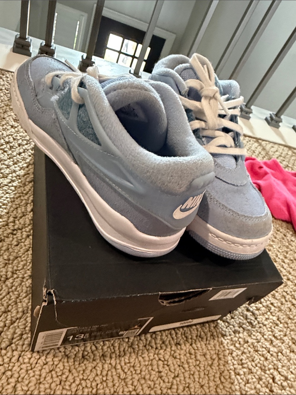 Nike Kids' Light Blue and White Suede Sneakers
